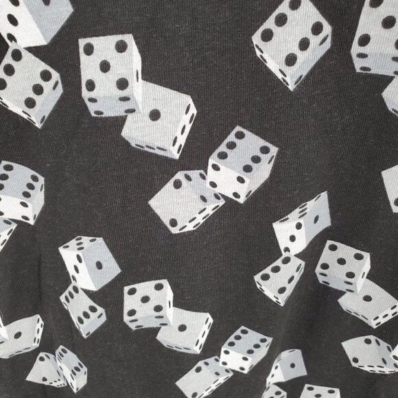 Gold Label Mens T Shirt Top Short Sleeve Dice Pattern Black White Large READ - Picture 3 of 9